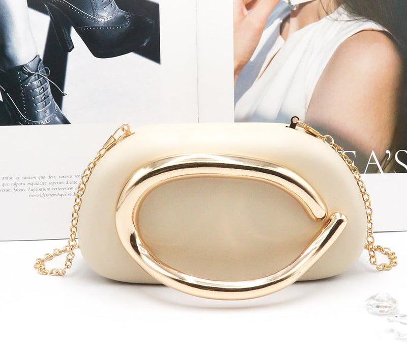 CUXVA Acrylic Clutch Purse for Women Classic Round Acrylic Evening Handbag Vintage Metal Handlebars Bag for Wedding Party Prom - Image 4